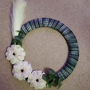 Handmade green plaid wreath